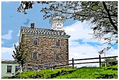 Sunlit Stone Building of Great Captain Light - Digital Painting